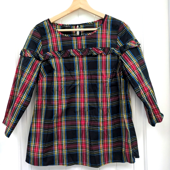 Talbots Plaid Ruffle Blouse - Picture 1 of 7
